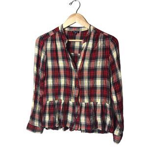 SPLENDID Women's Long Edgware Plaid Shirt Button‎ Front Size Small MSRP $128
